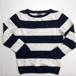 Tommy Hilfiger Navy & Cream Cotton Blend Sweater